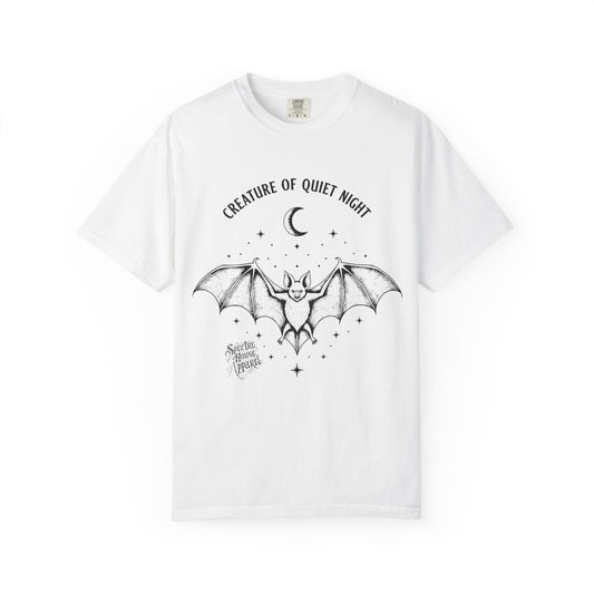 Spooky Bat Graphic Tee – Witchy Aesthetic Shirt, Coquette Goth Halloween All Year Top, Dark Cottagecore Cute Bat Shirt