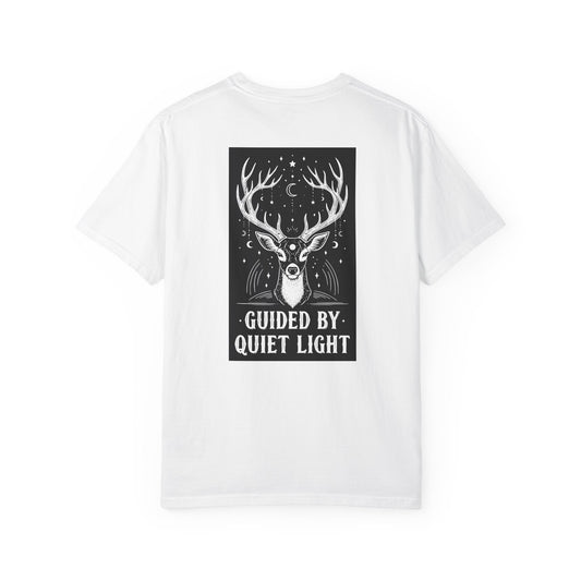 Guided by Quiet Light Deer Tee – Witchy Aesthetic Shirt, Dark Cottagecore Graphic Tee, Celestial Stag Coquette Goth Top