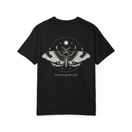 Drawn to Gentle Light Moth Tee – Witchy Aesthetic Shirt, Lunar Moth Graphic Tee, Dark Cottagecore Coquette Goth Top